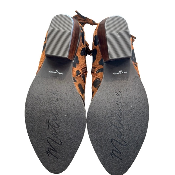 Matisse Womens Laney Western Booties 7 M Leopard Leather Animal Print Heeled - Picture 5 of 6